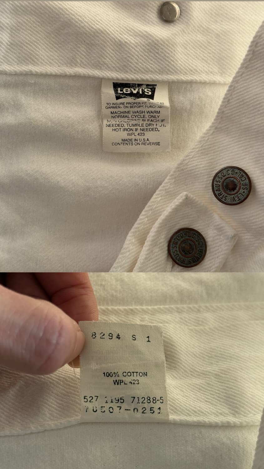 90s USA 리바이스 70507-0251 화이트 코튼트윌 트러커 자켓 상품이미지10