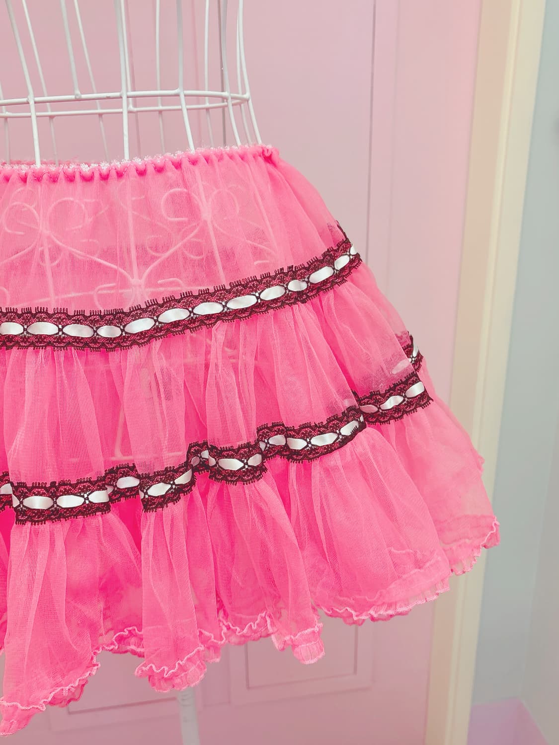 BODYLINE hotpink lace mini tutu skirt 상품이미지2