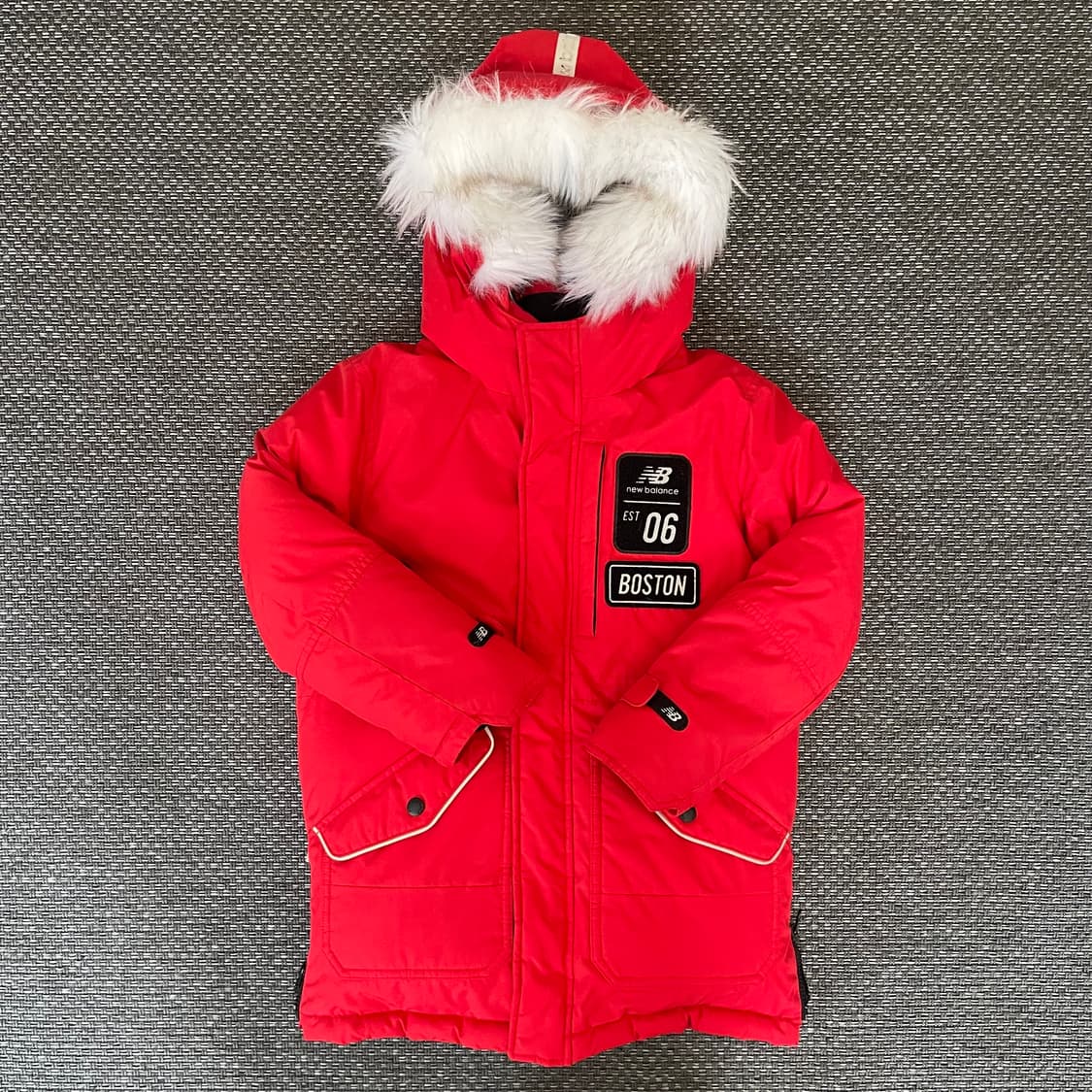 키즈 뉴발란스  레드 폴리 후드 야상 패딩 점퍼 130 상품이미지2