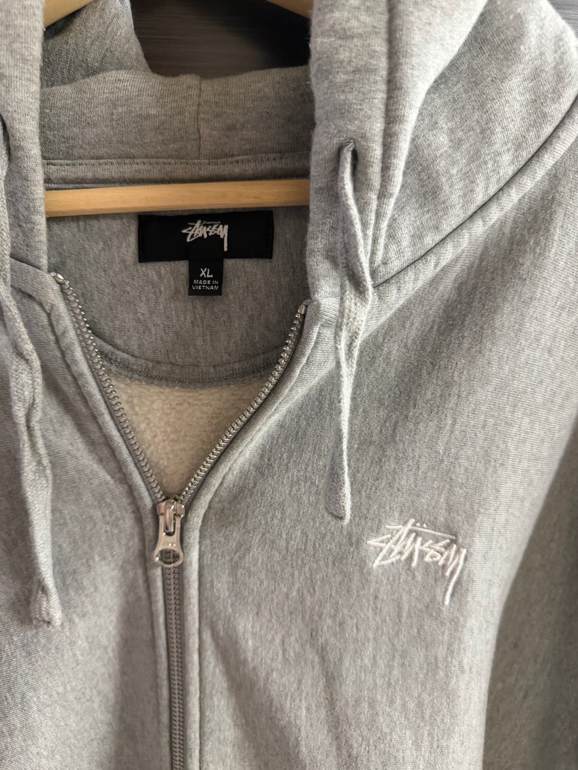 스투시 스탁 로고 후드집업 그레이 헤더 XL 상품이미지3