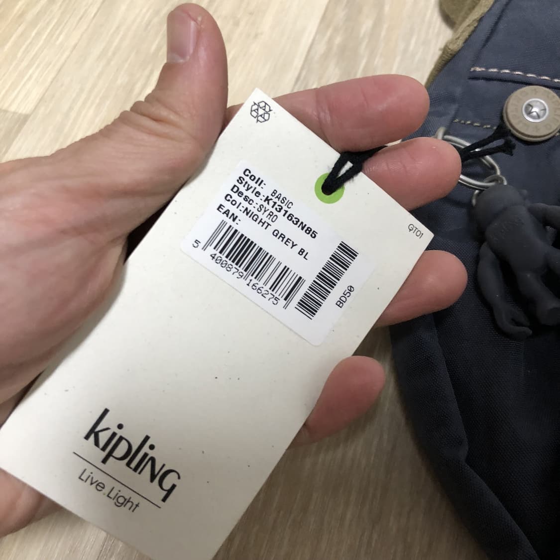 (OS) 새상품 키플링 KIPLING 나이트 그레이 블루 라운드 크로스백 상품이미지3