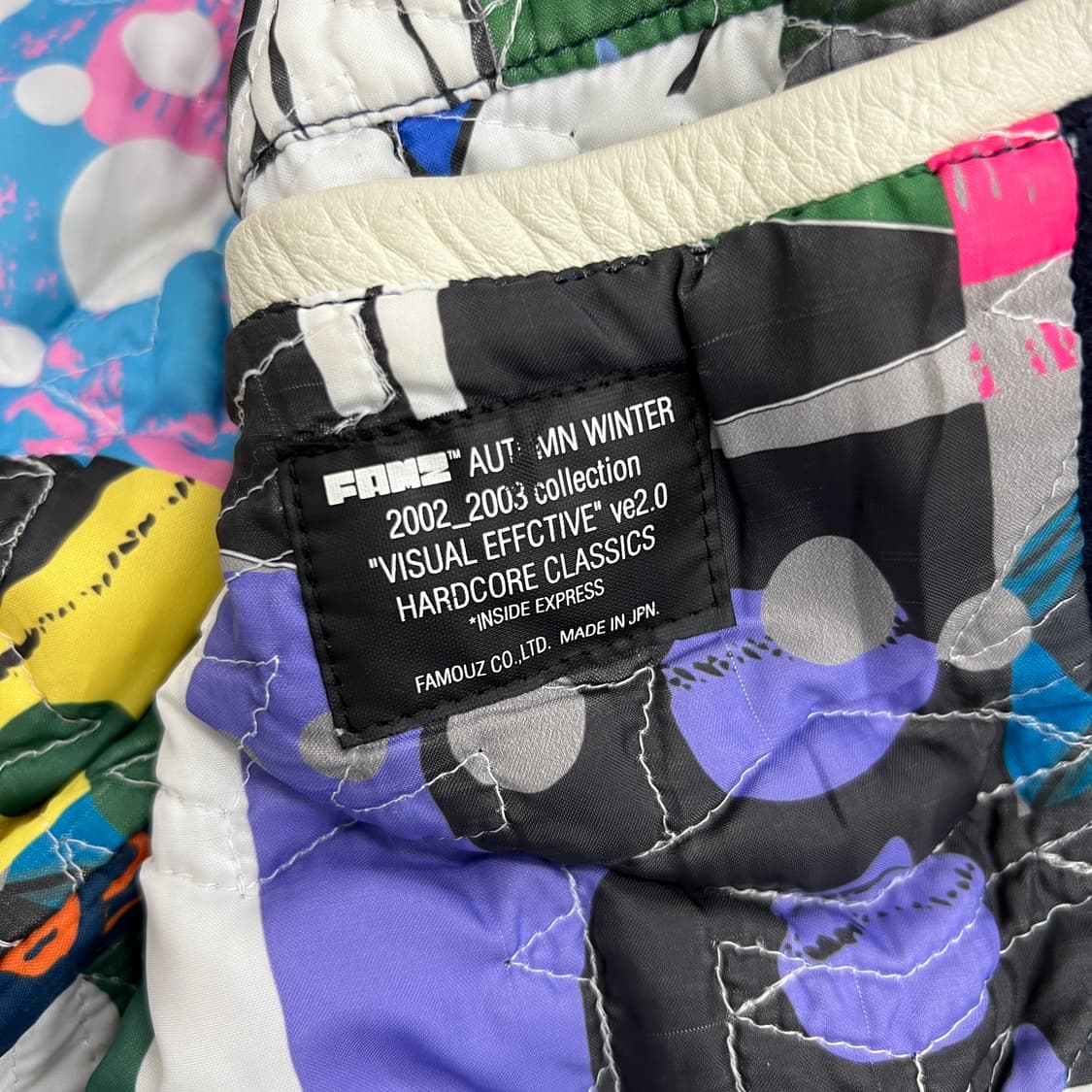 Famouz 네이비 레더 바시티 자켓 M 상품이미지6