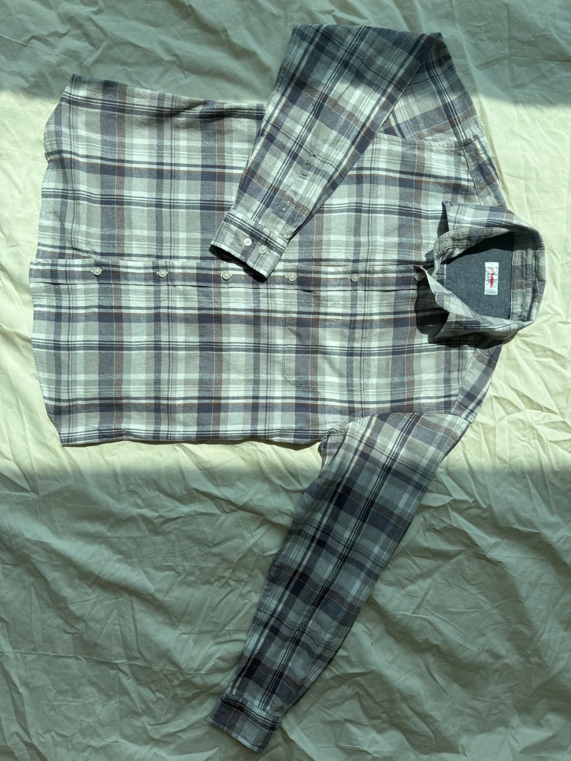 컨버스 빈티지 체크 셔츠 그레이 코튼 남방 상품이미지4