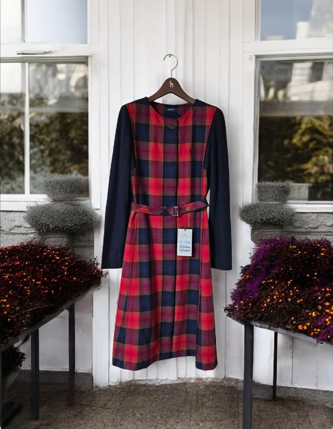 헤지스 레이디스 울100 체크 원피스 | 55~슬림66 | 미착용 상품이미지1