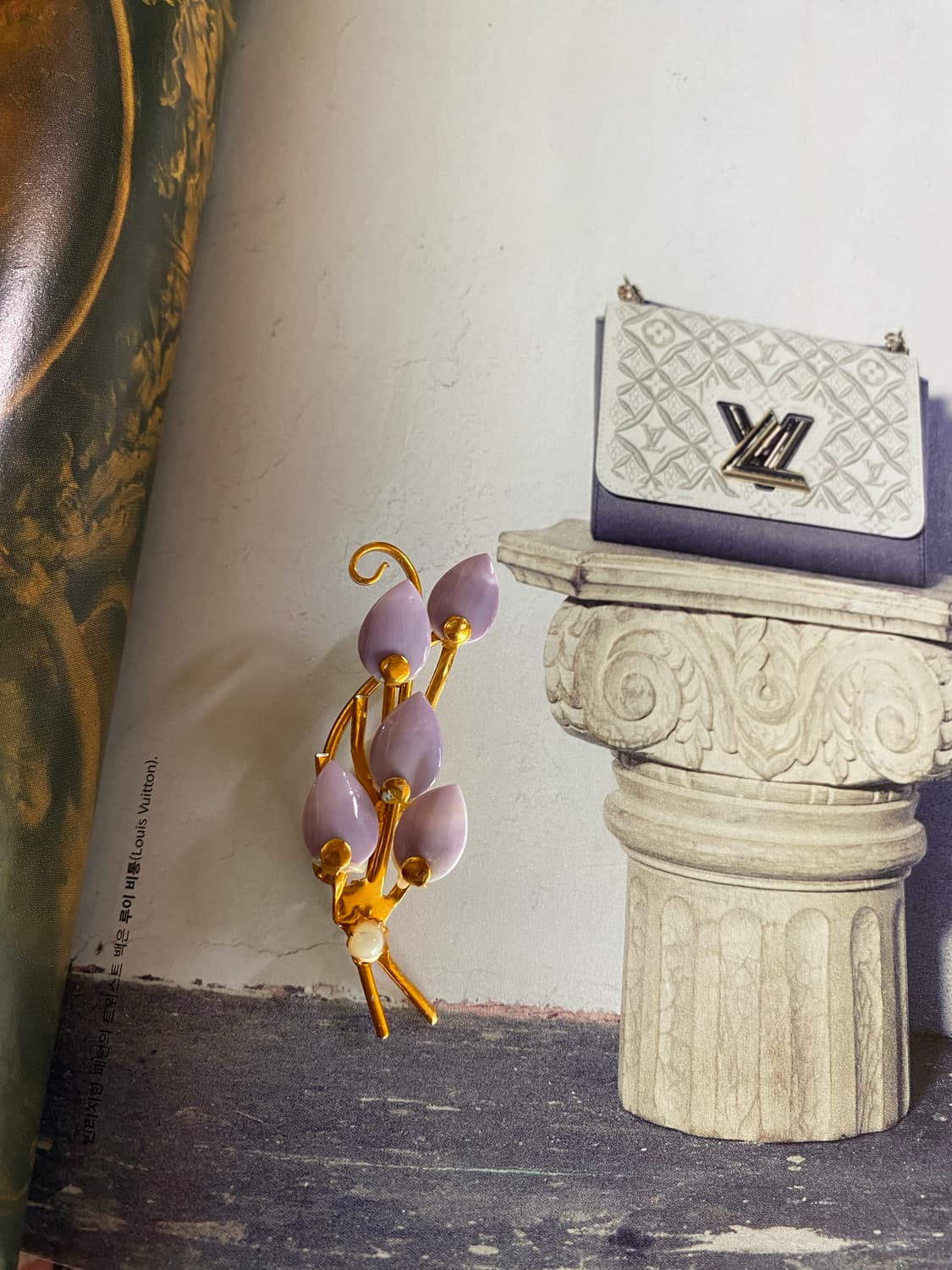 라일락 골드 브로치 빈티지 상품이미지1
