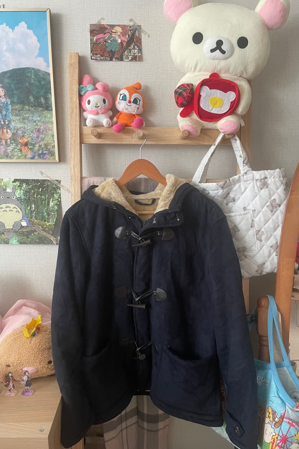 모리걸 빈티지 네이비 떡볶이 퍼 무스탕 💛💙 상품이미지1