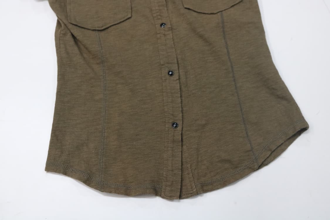 INCEDE 인세이드 빈티지 카키 십자수 스터드 반팔 셔츠 상품이미지7