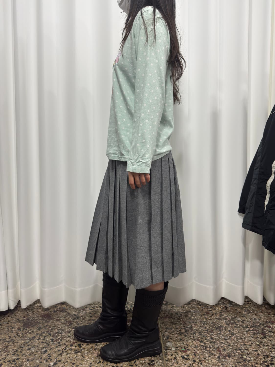 oxford gray wool pleats skirt 상품이미지4
