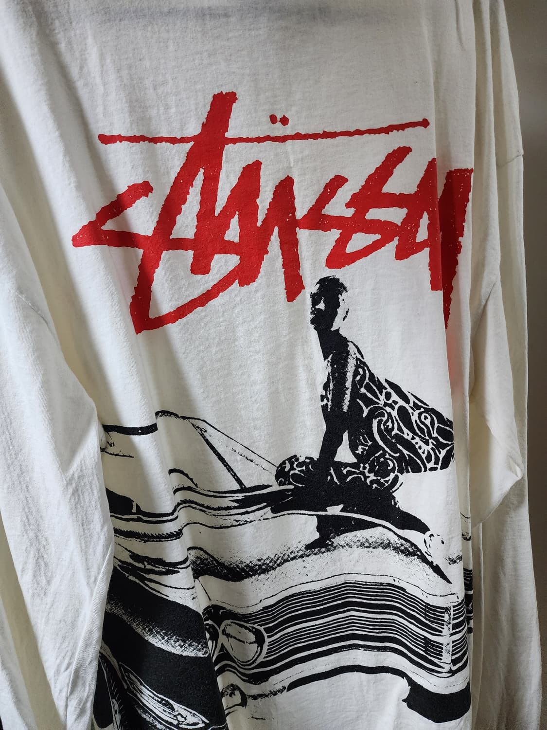 스투시 비트 크레이지 롱슬리브 티셔츠 화이트 상품이미지1