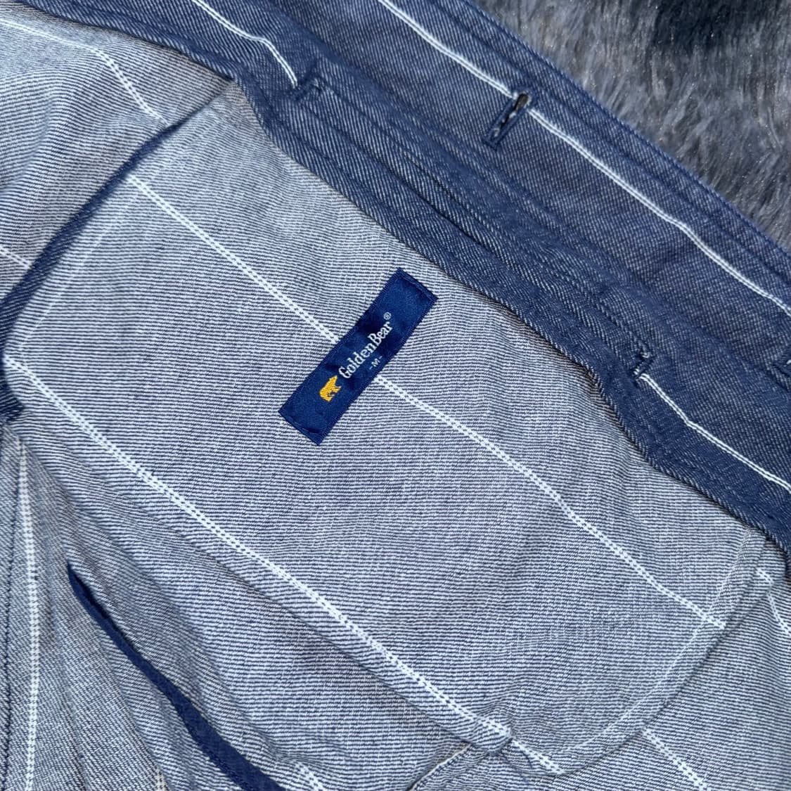 투티/0112 골든베어 스트라이프 데님 셔츠 청셔츠 워싱 상품이미지5