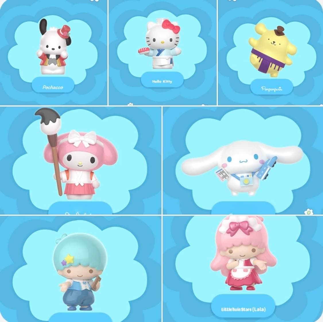 산리오 업타운데이 피규어 키티 포차코 폼폼푸린 시나모롤 마멜 리틀트윈스타 상품이미지1