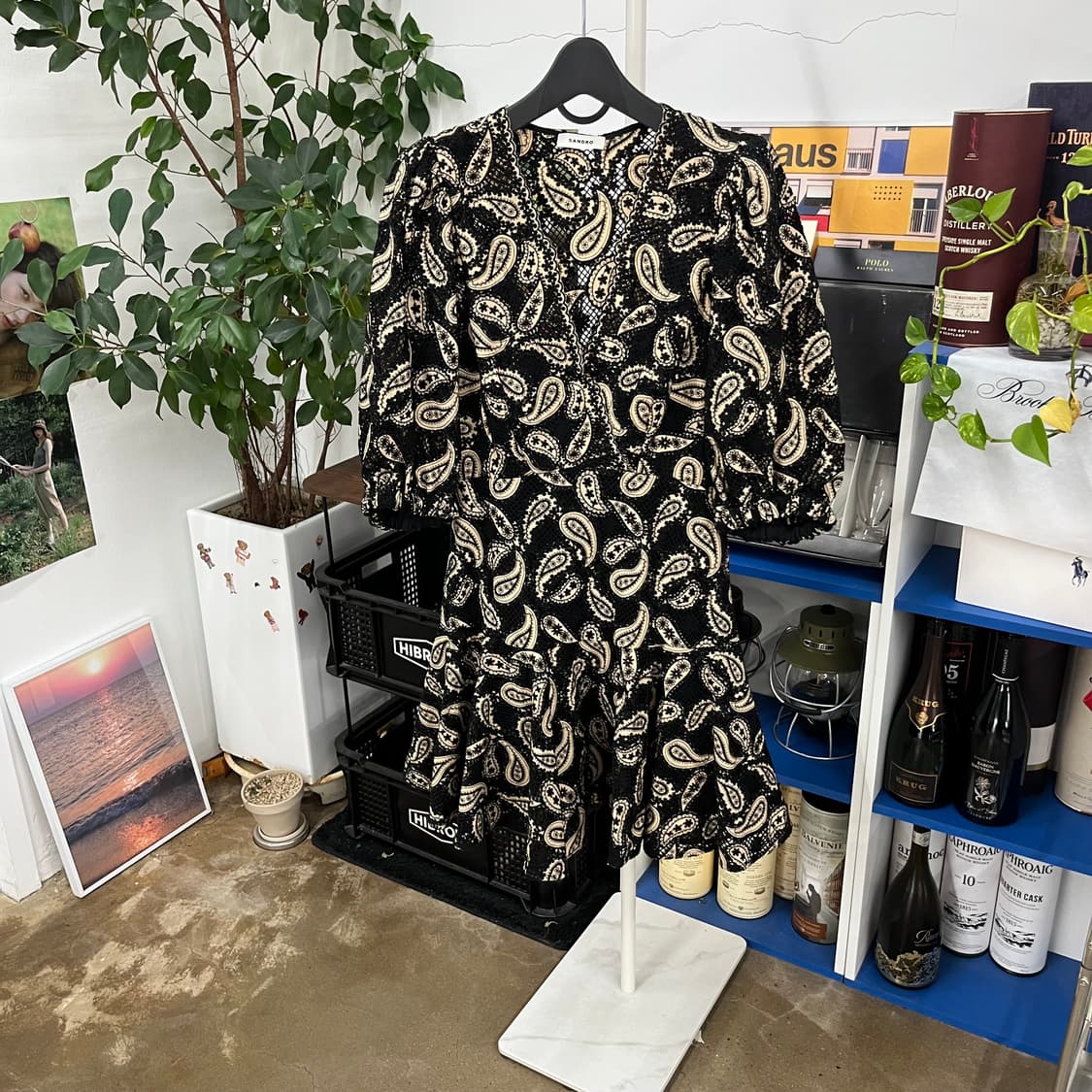 산드로 페이즐리 숄더퍼프 미니 드레스 38 상품이미지1