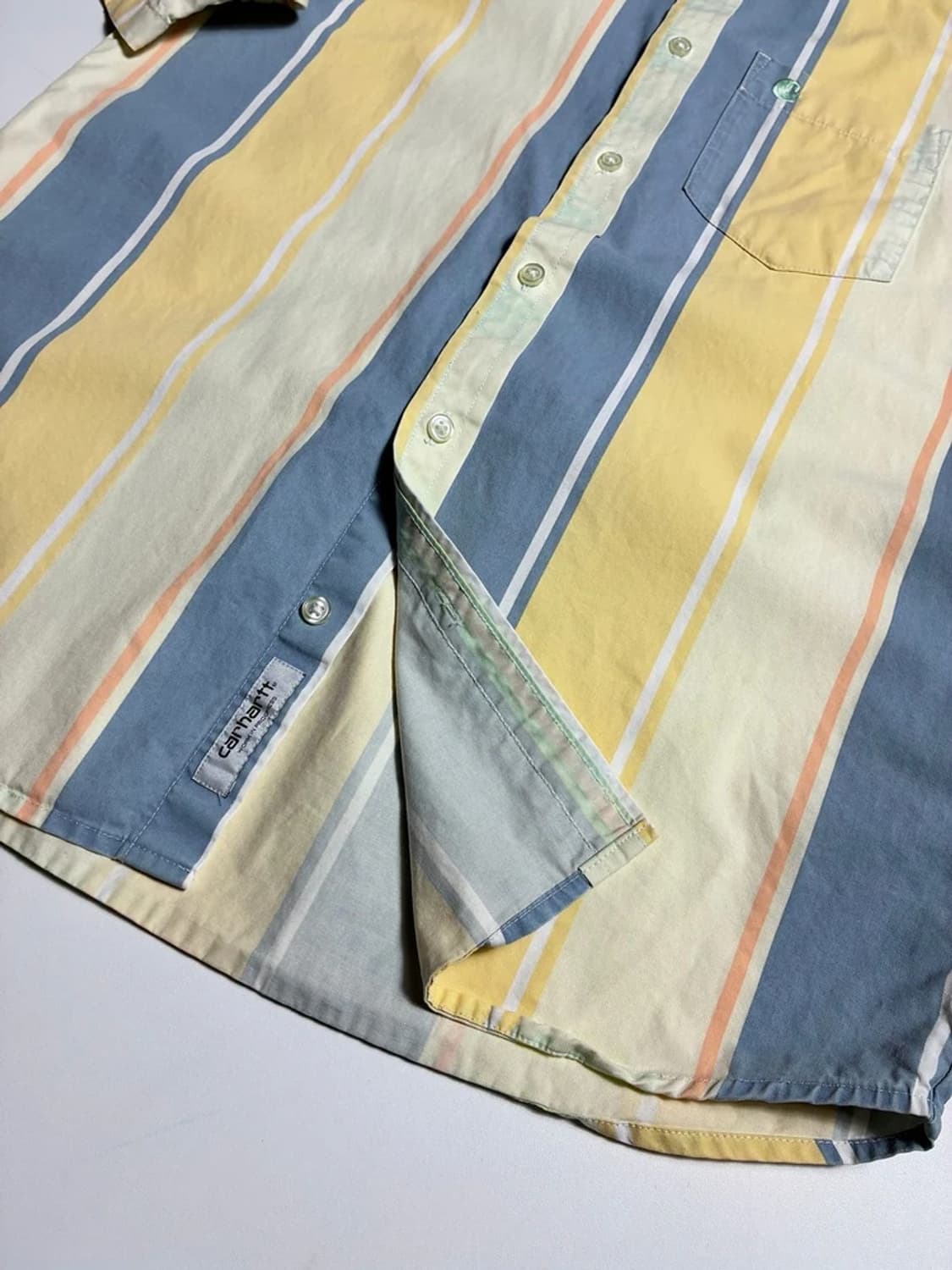칼하트 WIP 배색 스트라이프 코튼 반팔 셔츠 R1851 상품이미지4