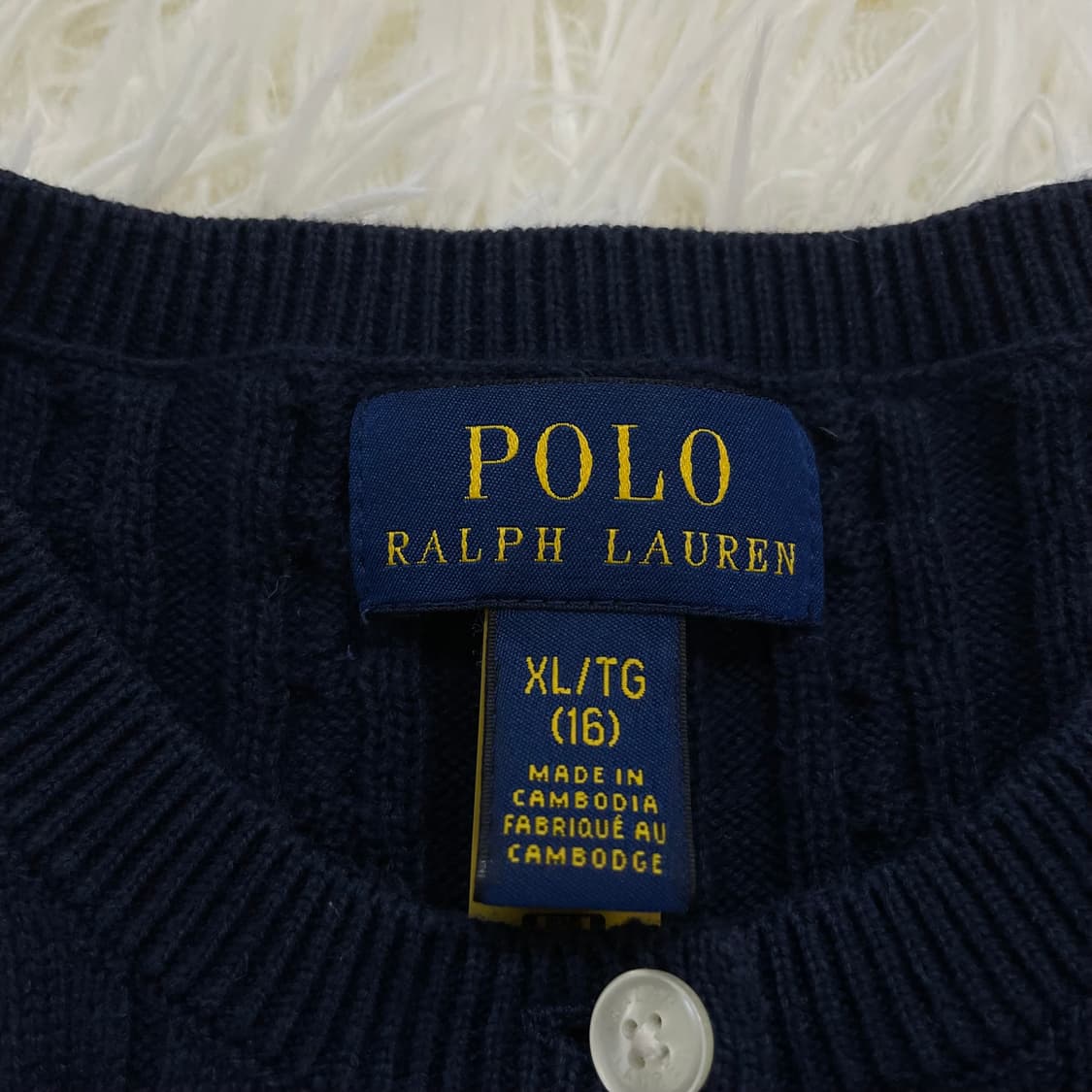폴로 랄프로렌 포니 로고 케이블 라운드 가디건 네이비 상품이미지4