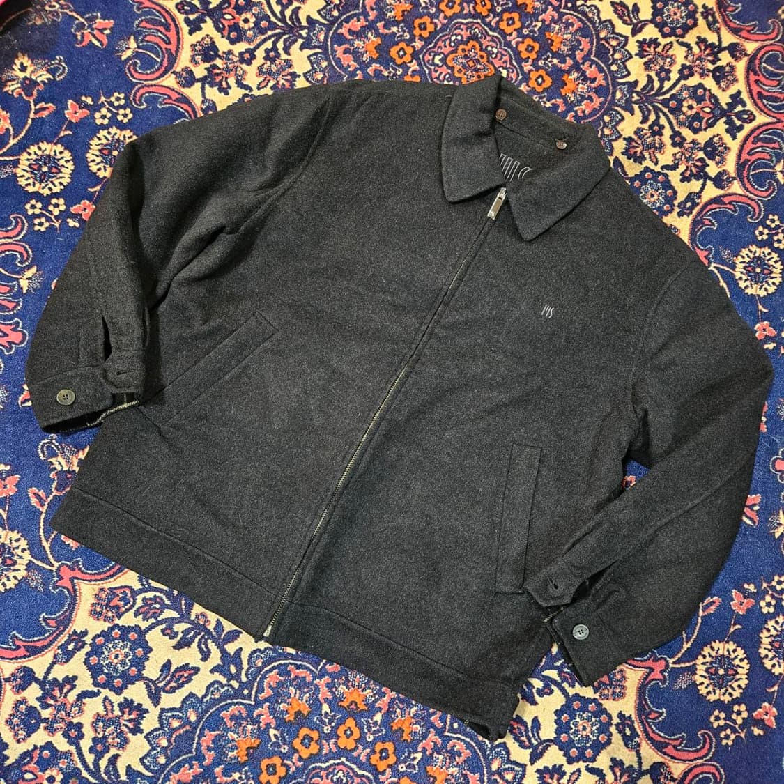 마에스트로 울(Wool) 체크 카라넥 집업 봄버자켓
 상품이미지2