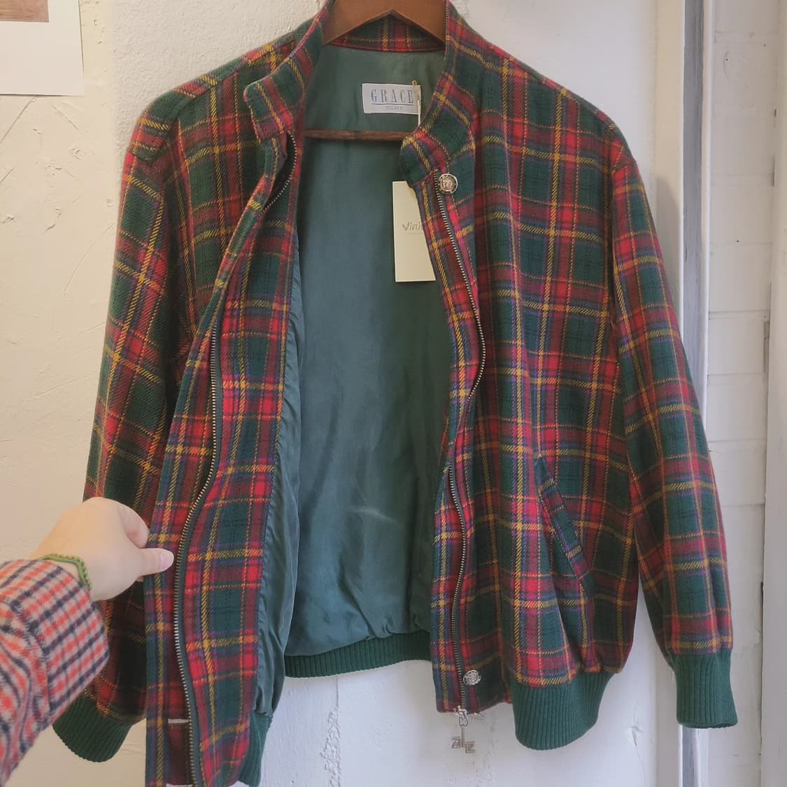 Grace 체크 모직 봄버자켓 여자 free 상품이미지6