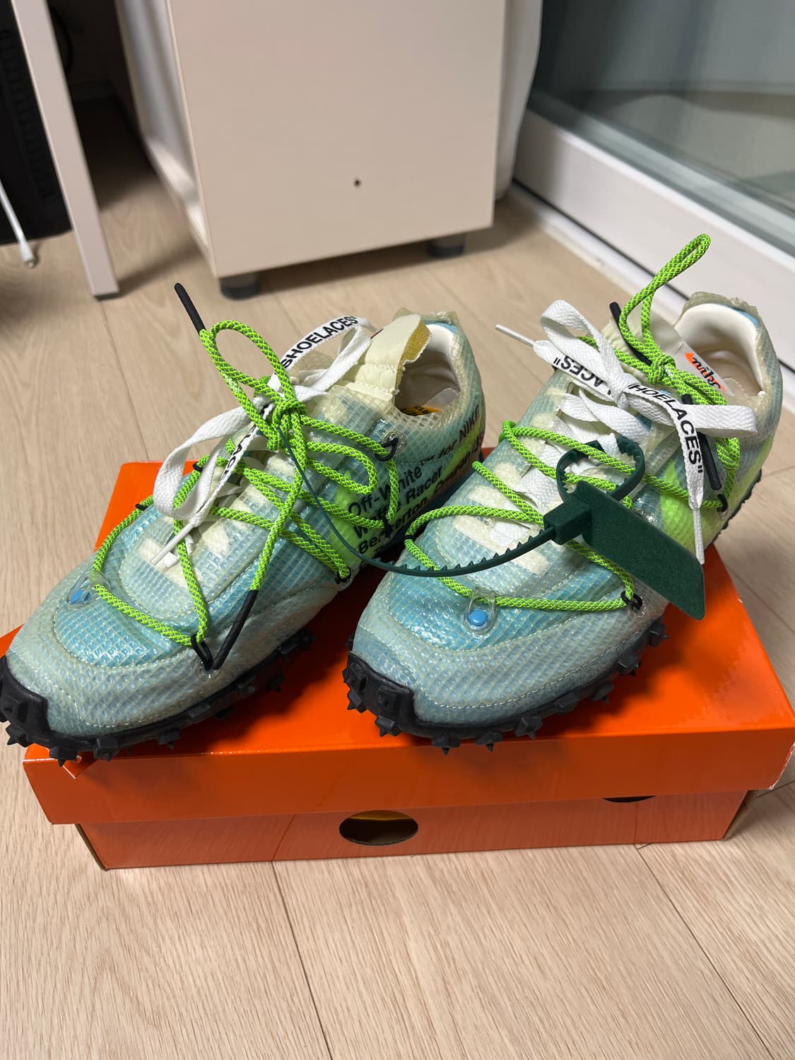 (W) 나이키 x 오프화이트 와플 레이서 블루 상품이미지1