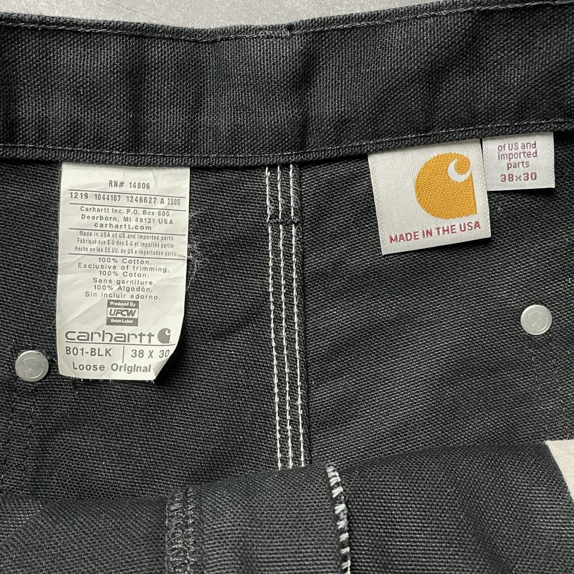 CARHARTT 칼하트 B01 블랙 더블니 카펜터 워크 팬츠 A00839 상품이미지10