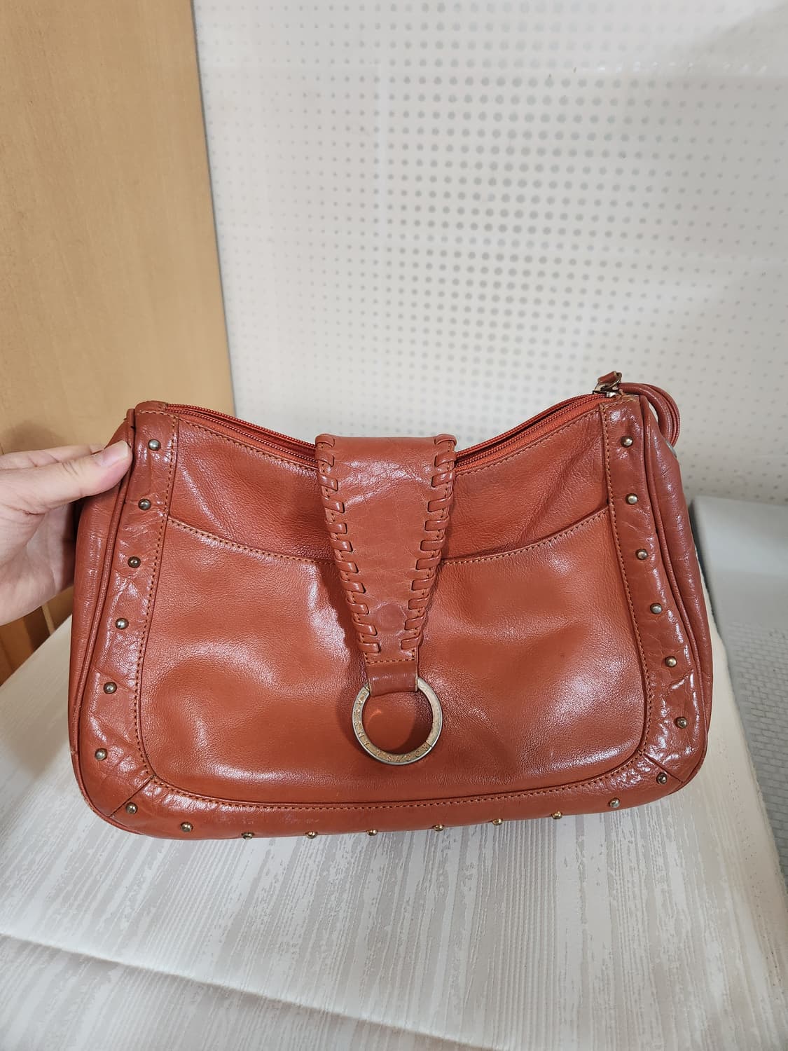빈티지 소가죽 숄더백 브라운 여성 가방 상품이미지4
