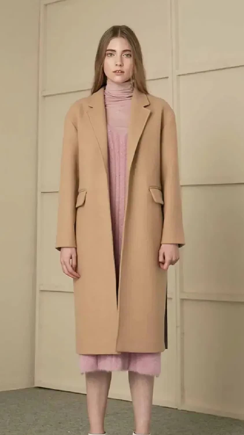 그레이양 컬러블록 울코트 상품이미지1