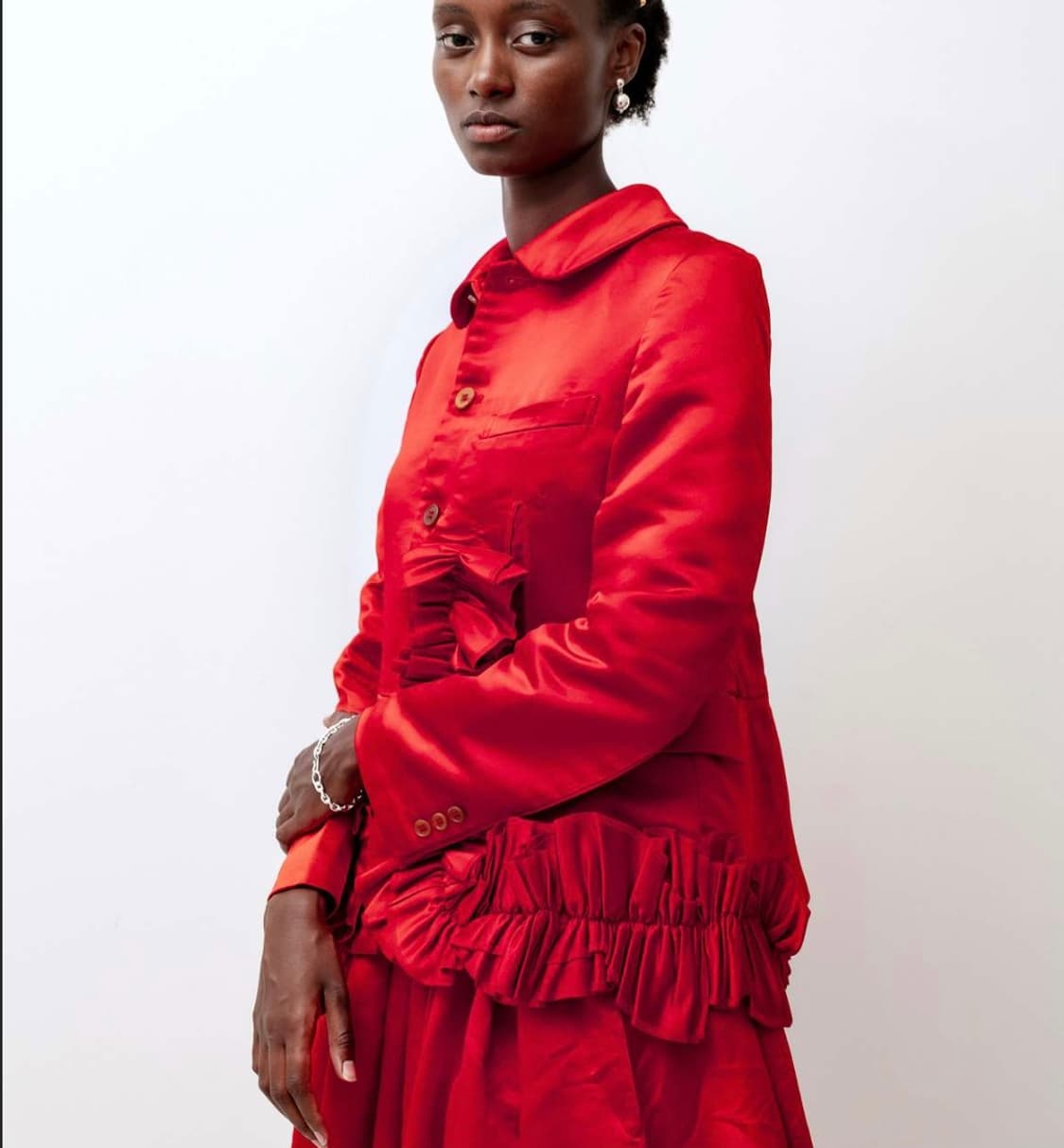 새상품) 꼼데가르송 러플 새틴 자켓 상품이미지5