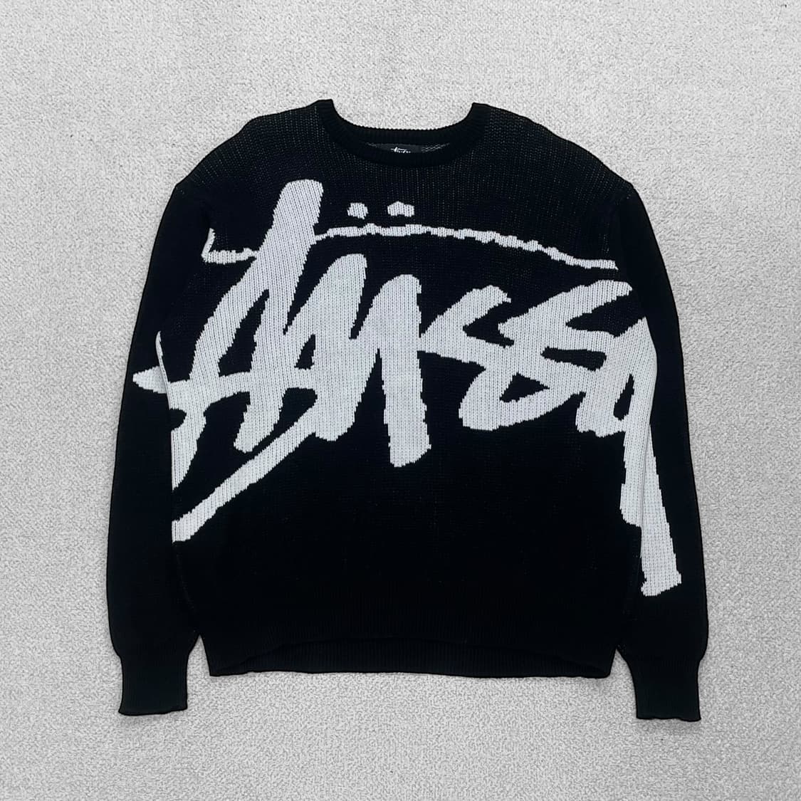 스투시 Stussy 스탁 빅 로고 니트 블랙 상품이미지1