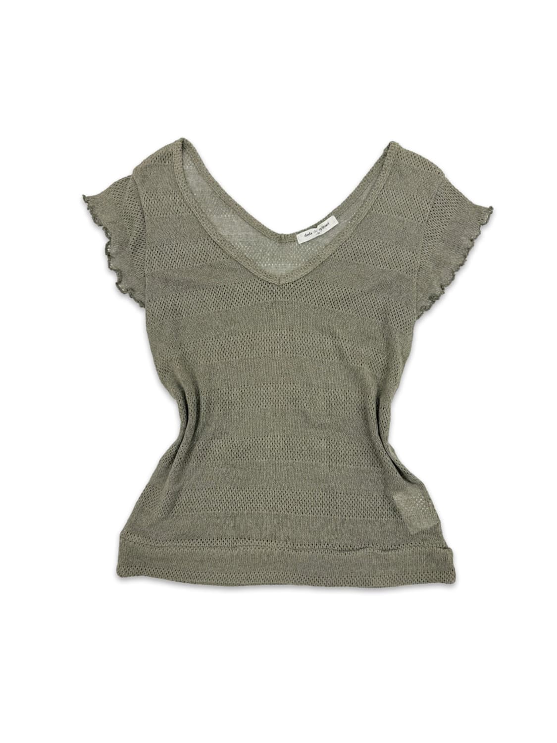 빈티지 DADA DE EPATANT 카키 시스루 레이어드 반팔 상품이미지1