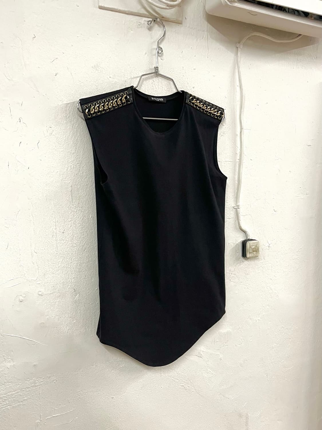 발망 2011SS 데카르넹 레더 메탈 체인 견장 슬리브리스 상품이미지2