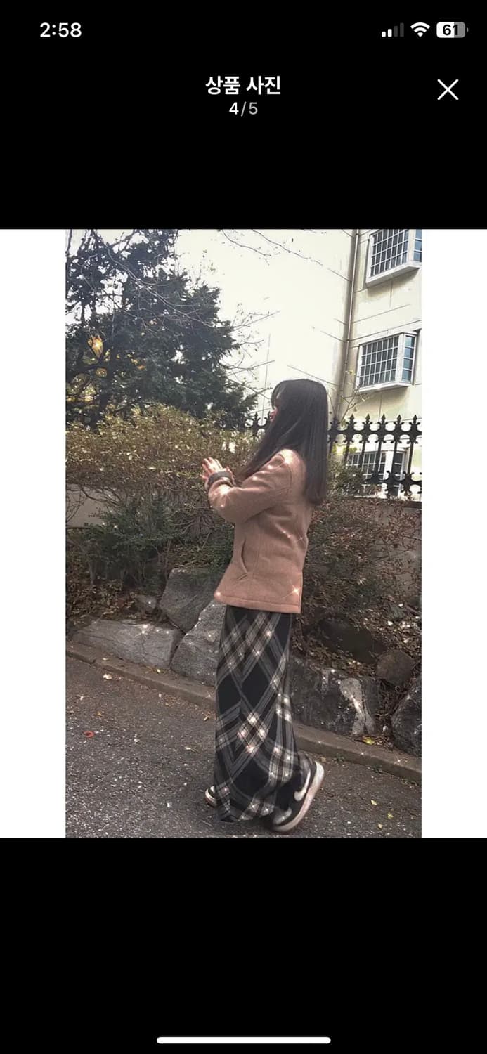 겨울 체크 롱스커트  상품이미지4