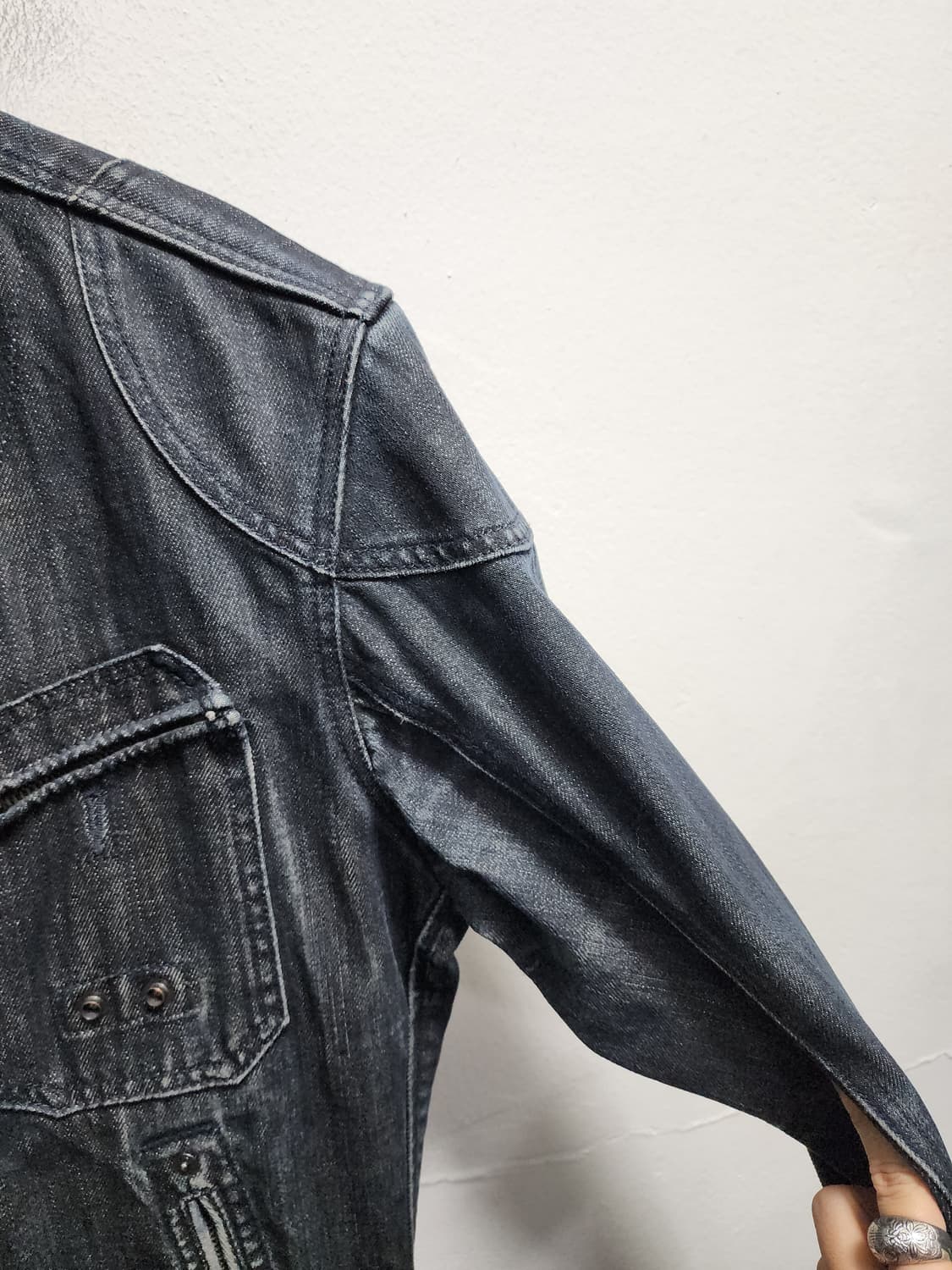 리바이스 00년대 Y2K 다크 인디고 집업 바이커 청자켓 상품이미지7