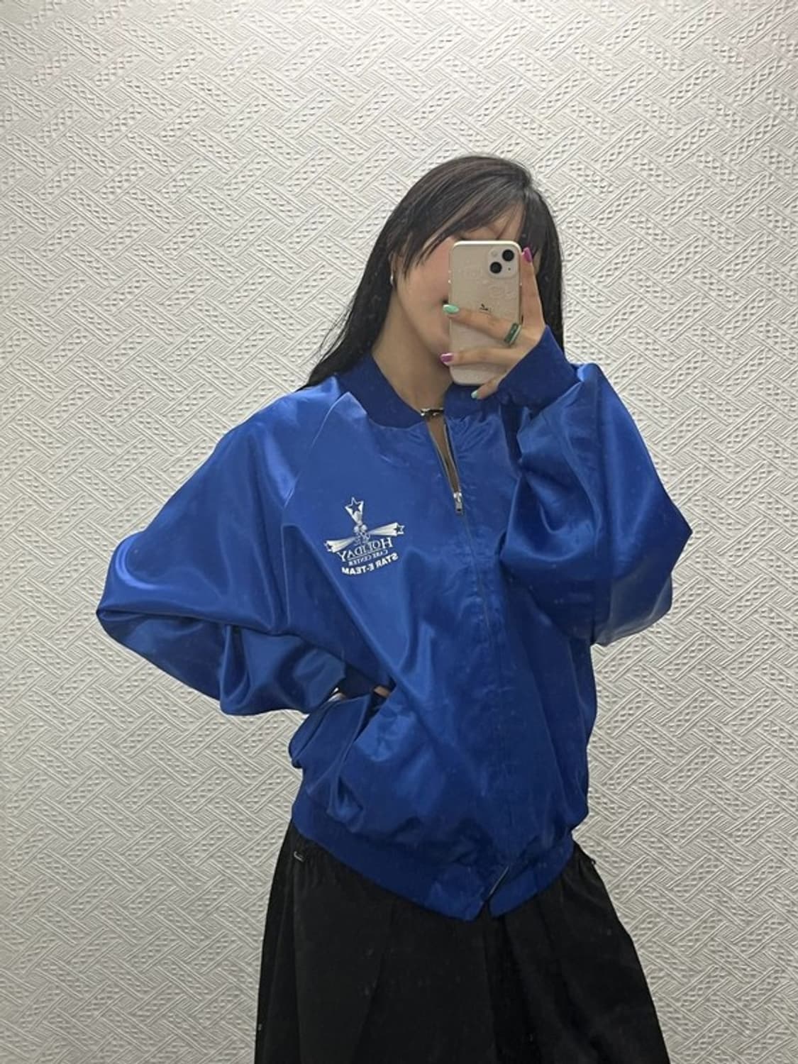 킹 루이 올드스쿨 빈티지 코발트 블루 새틴 블루종 자켓 XL C06697 상품이미지1