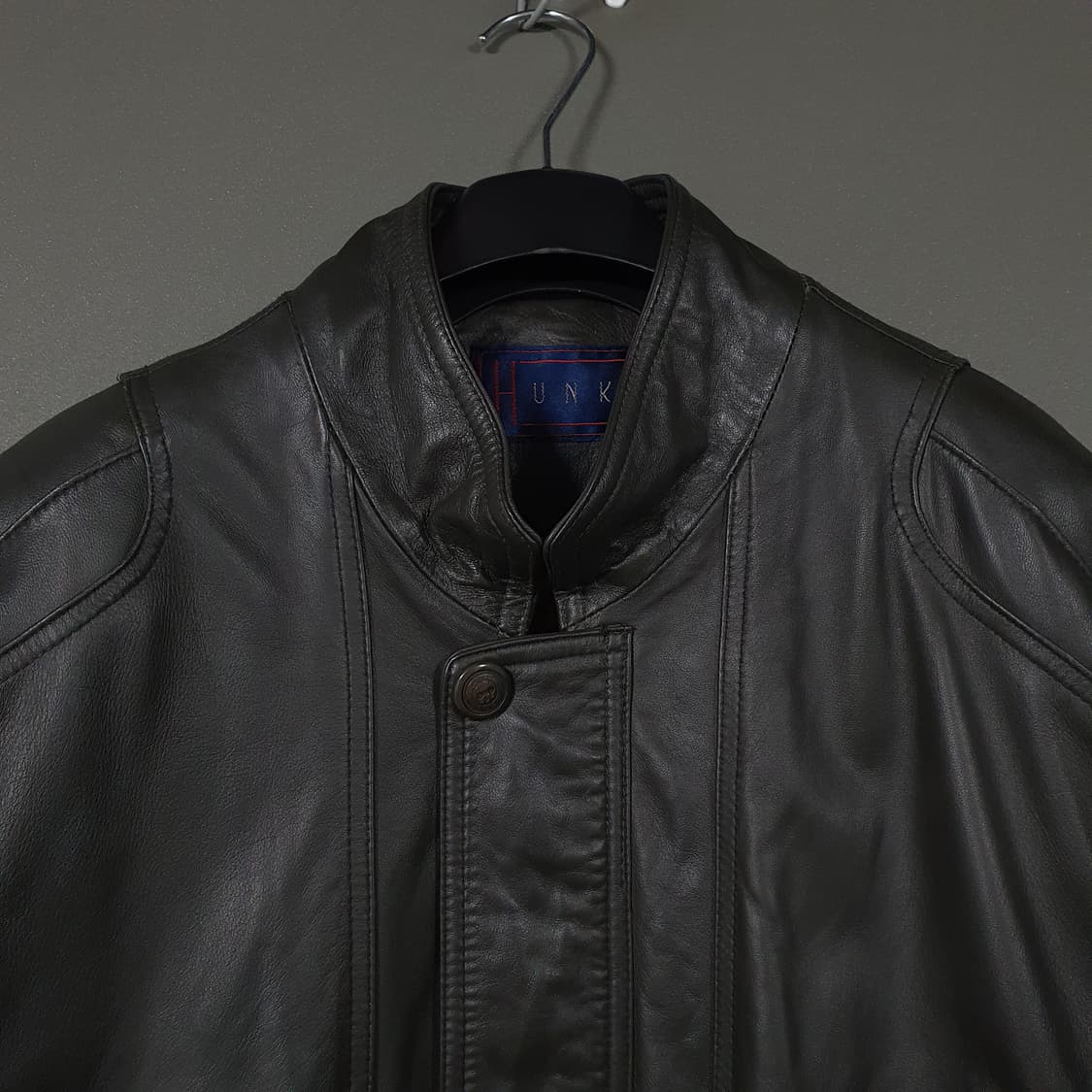 95 (M) HUNKY 고급 양가죽 블루종 램스킨 레더 봄버 블락 자켓 상품이미지2
