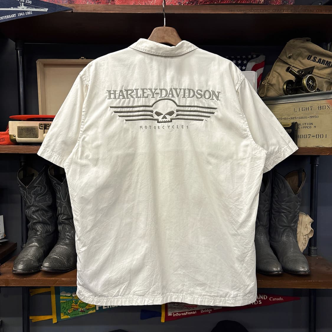 할리데이비슨 실버틱 윌리.G스컬 엠브로이드 반팔셔츠 N1245 상품이미지2