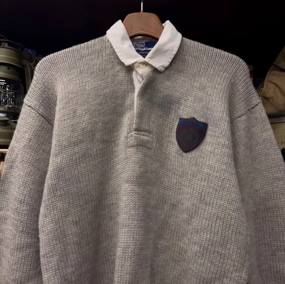 90s 폴로 랄프로렌 헤비 울 클래식 프레피 와펜 럭비 니트 상품이미지4
