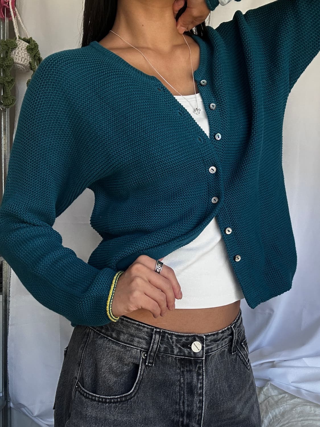 빈티지 청록 니트 가디건 상품이미지4