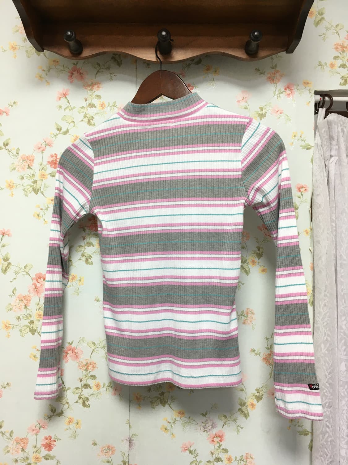 빈티지 스트라이프 배색 골지 티 상품이미지2