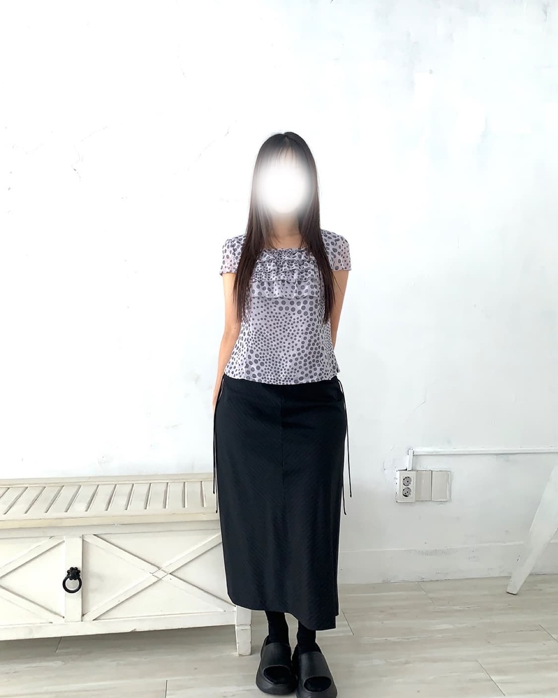 Black Side Lace-Up Long Skirt 상품이미지9