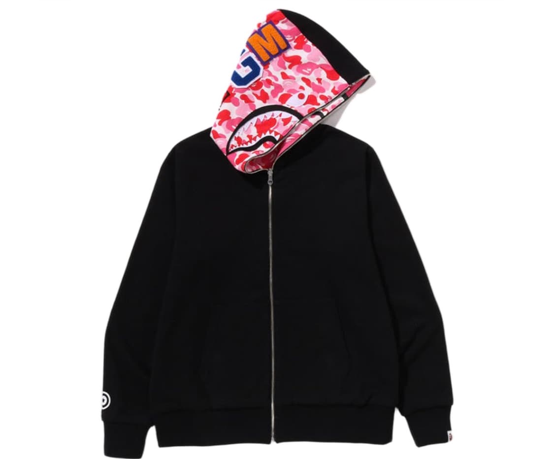 베이프 ABC 카모 리버시블 샤크 풀 집 후드 핑크 상품이미지1