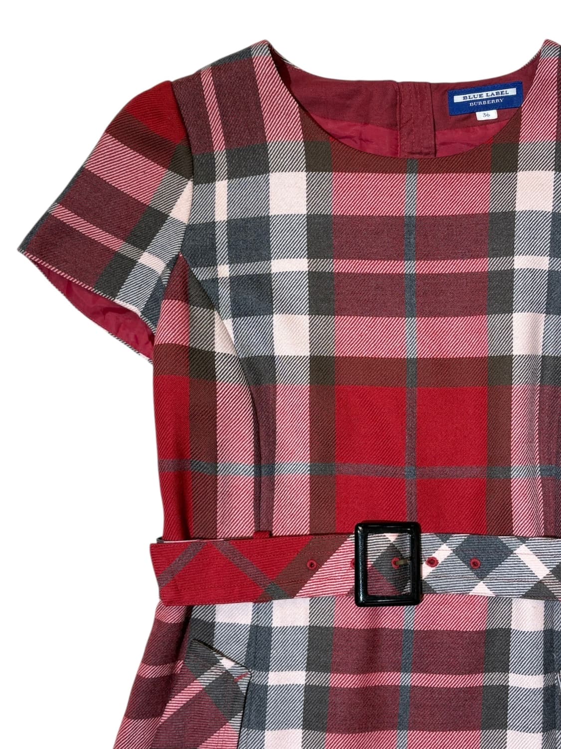 버버리 블루라벨 레드 체크 원피스  상품이미지3