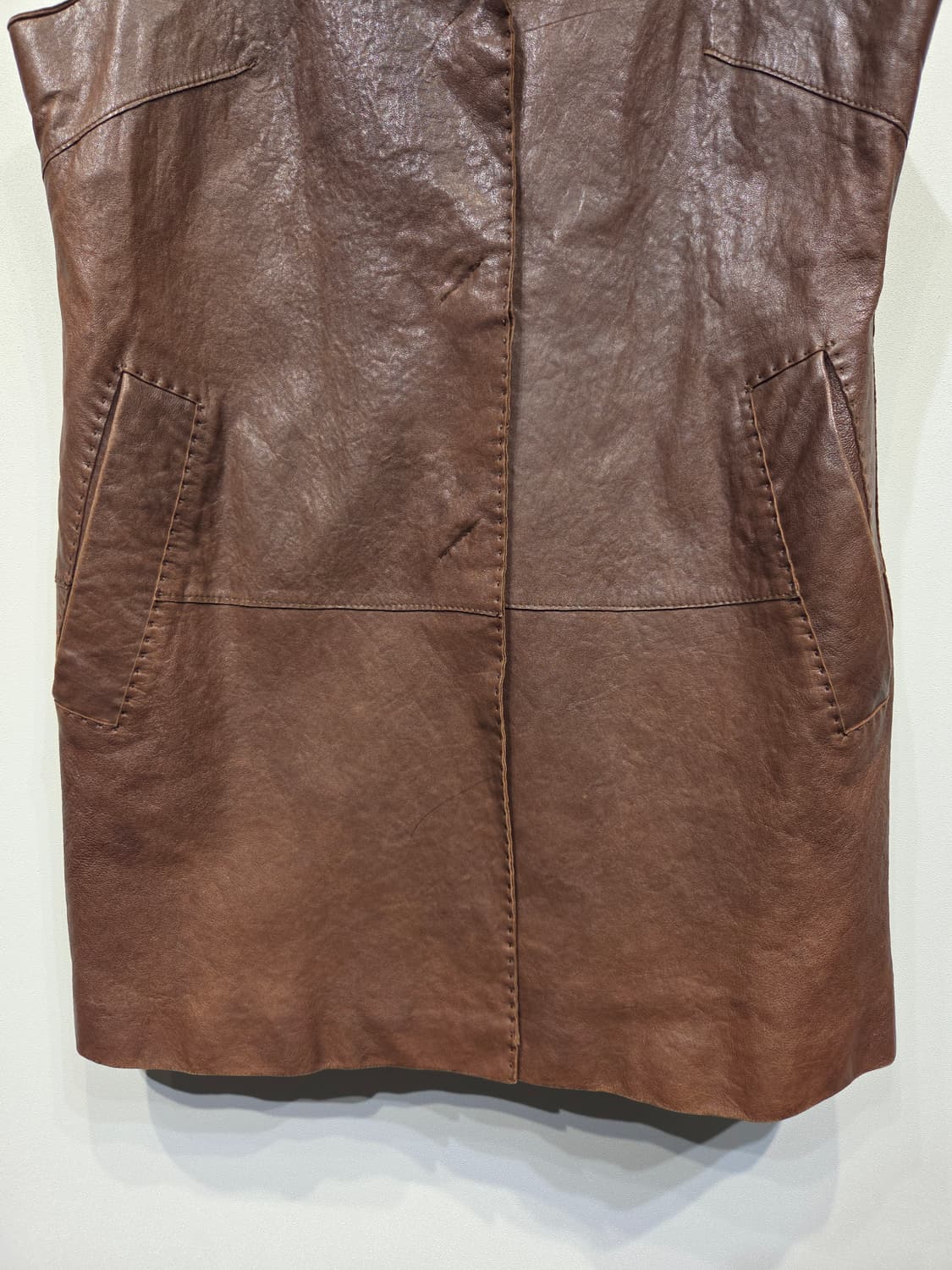 이탈리안 램스킨(양가죽) 스티치 레더 베스트 상품이미지4