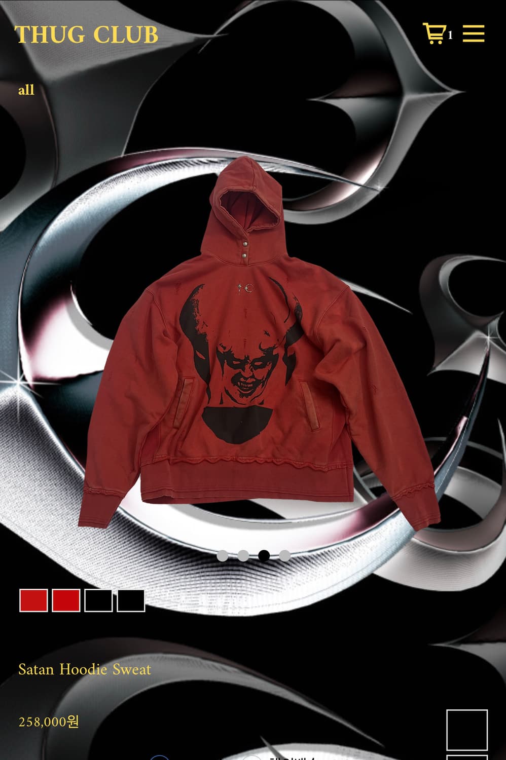 떠그클럽 thugclub 악마 후드티 검빨 2 상품이미지1