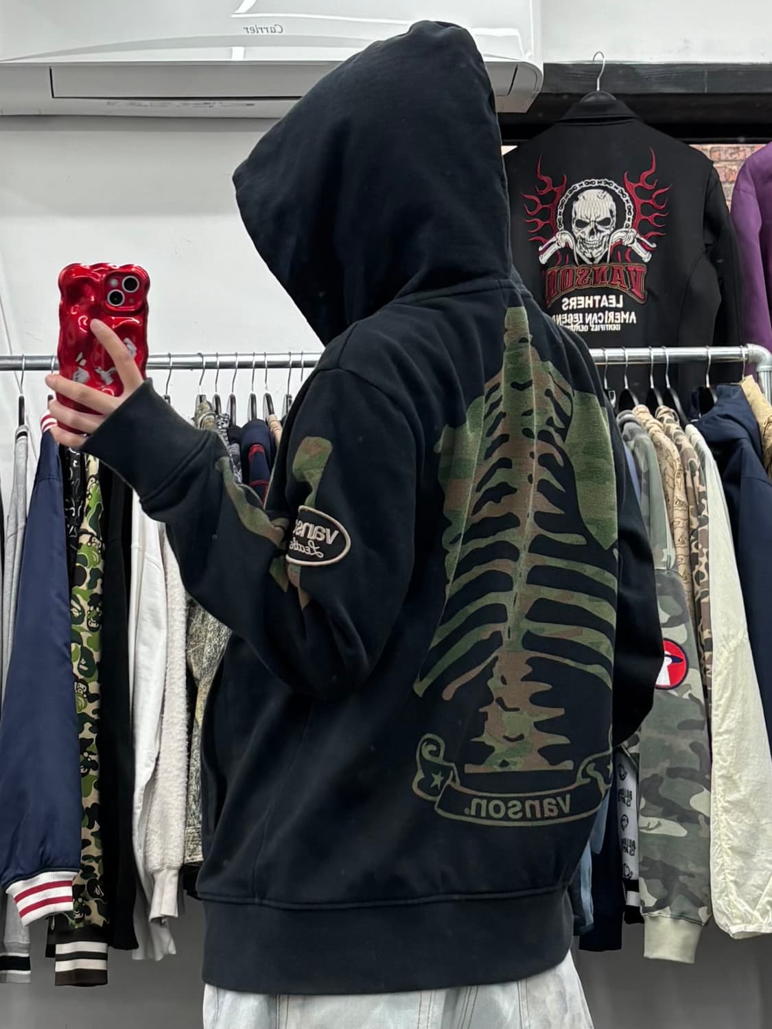 밴슨 레더 카모 본 후드집업 상품이미지5