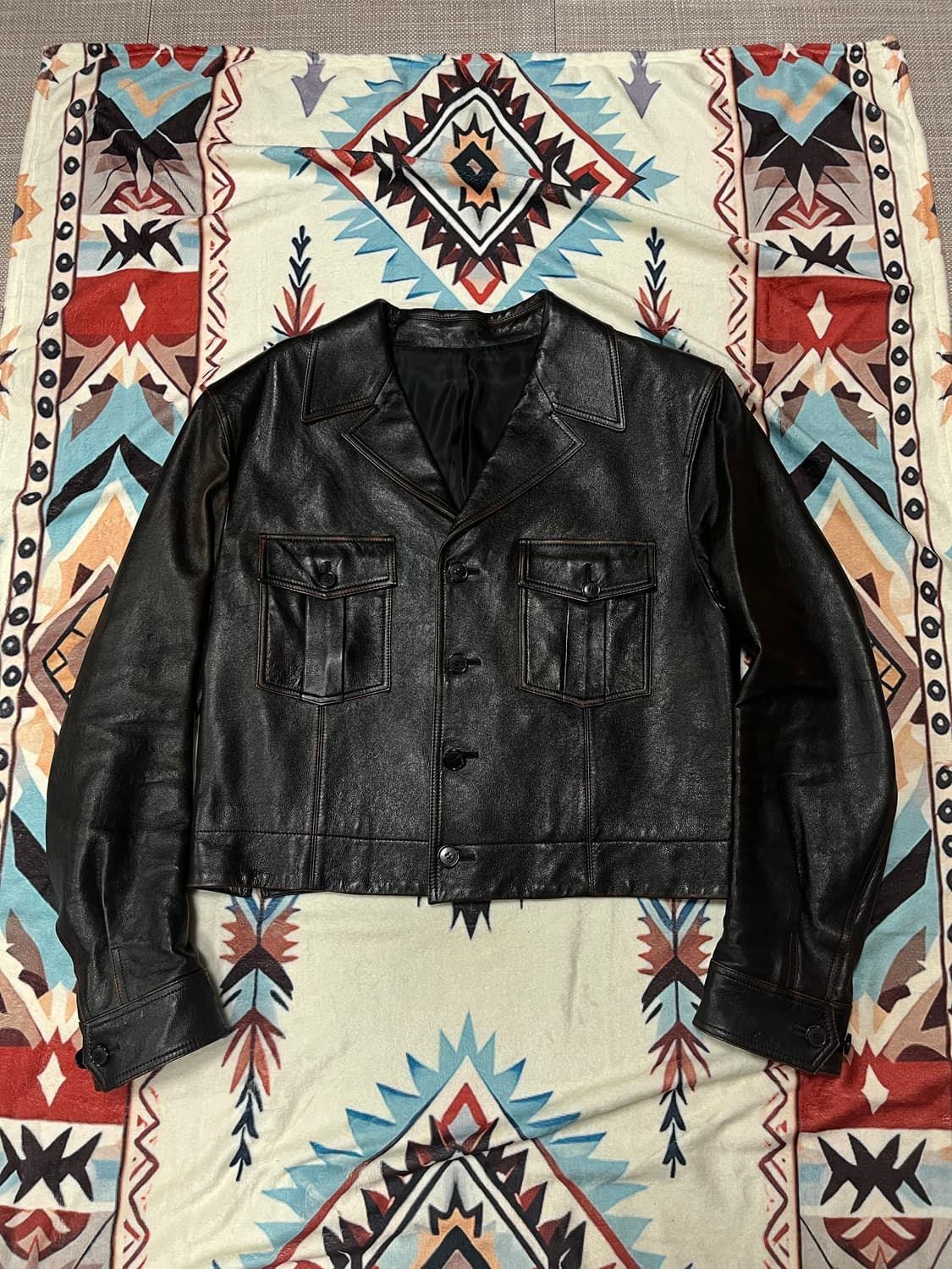 렉토 밀리터리 숏 레더 자켓 L  상품이미지1