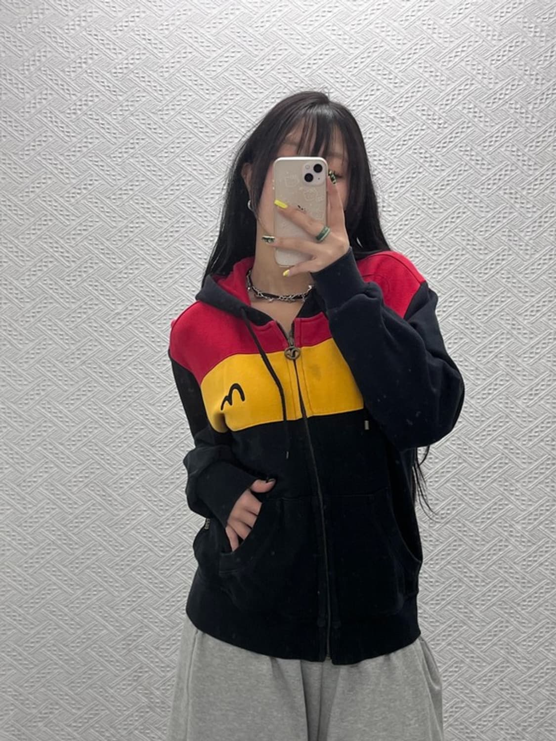 에비수 올드스쿨 삼색 약기모 후드집업 95 C05733 상품이미지1