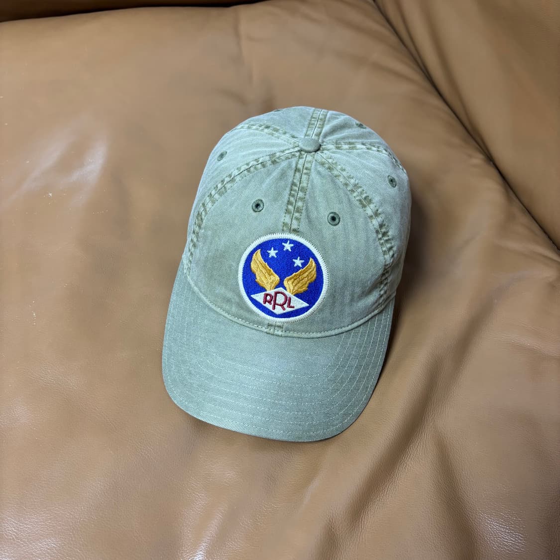 RRL 더블알엘 랄프로렌 폴로 윙로고 6패널 볼캡 모자 워시드 카키 상품이미지1