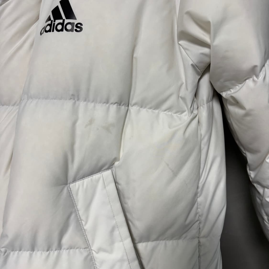 아디다스 삼선 덕다운 롱패딩 화이트 상품이미지5