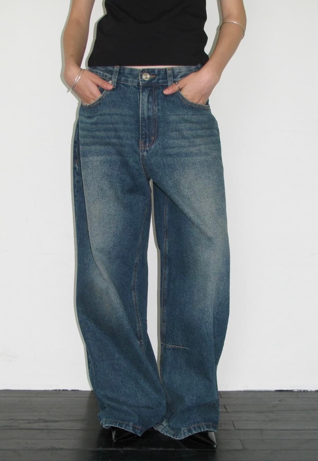 밀로 우먼 빈티지 와이드 데님 팬츠 [워시드 블루] 상품이미지2