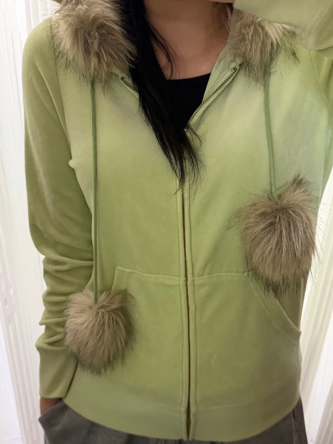 쥬시꾸뛰르 연두색 후드집업 L 상품이미지1