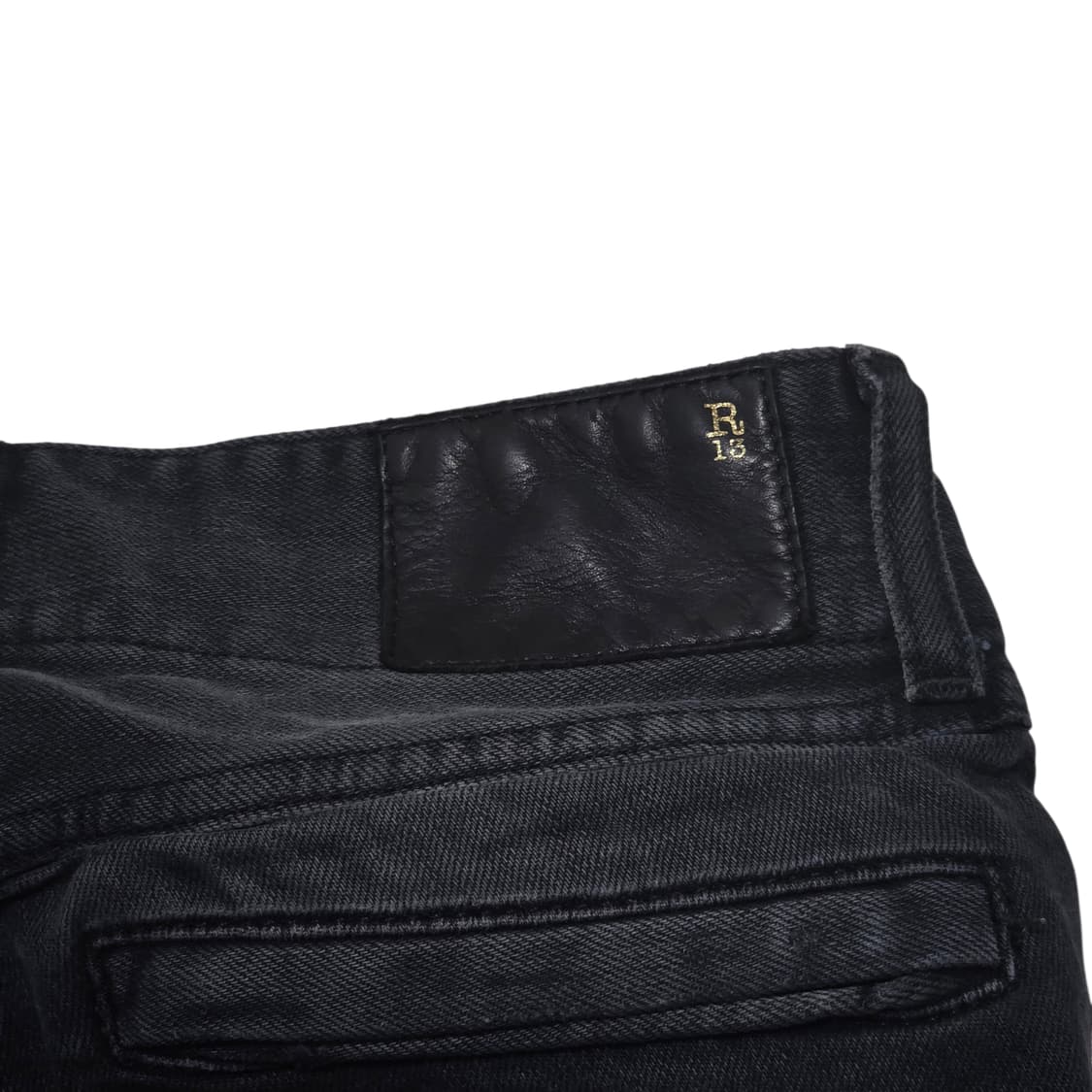 R13 Italy 블랙 데님 가죽 팬츠 스키니 바이커 상품이미지7