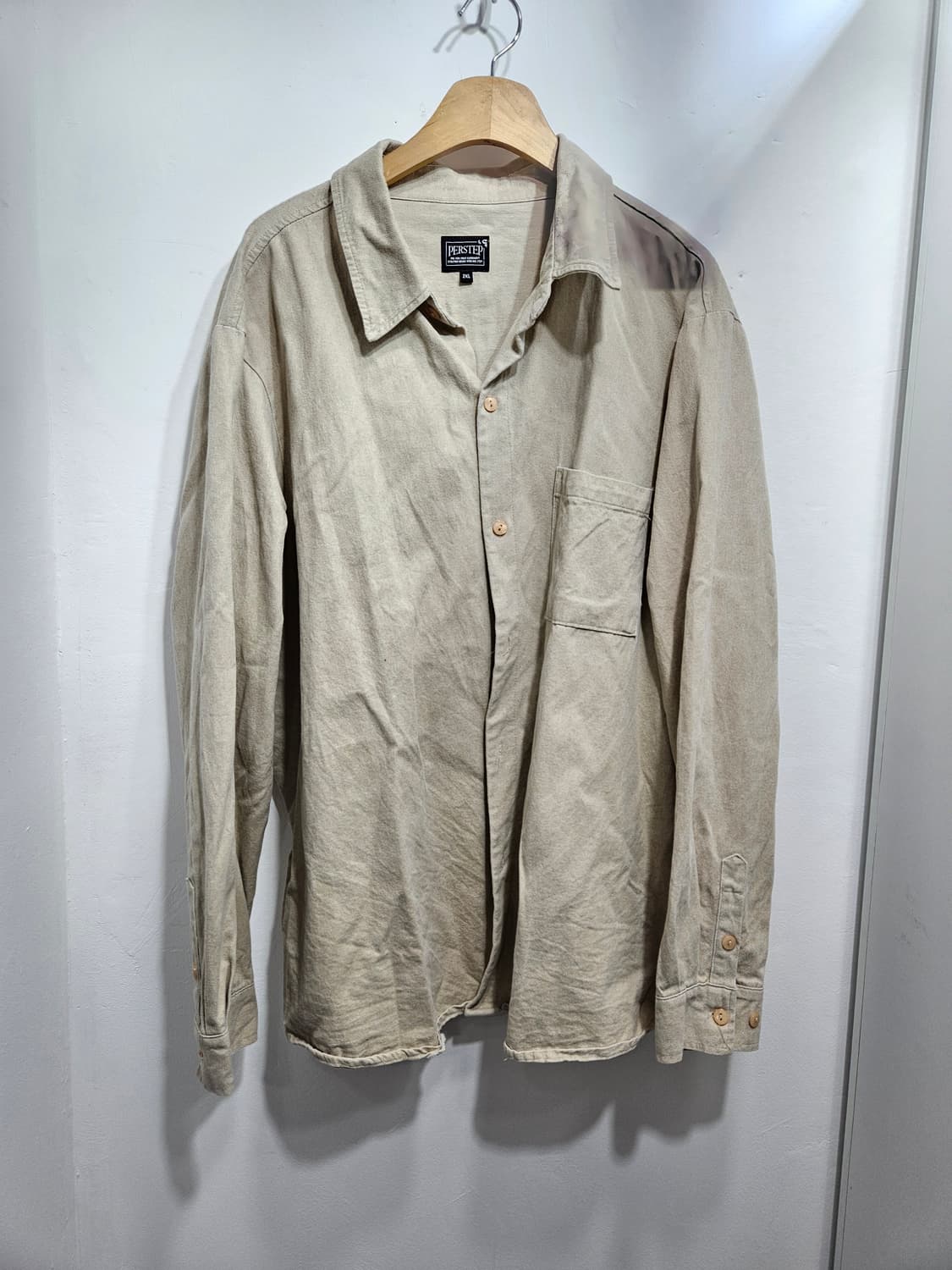PERSTEP 베이지 색상 긴팔 셔츠 XXL 상품이미지1